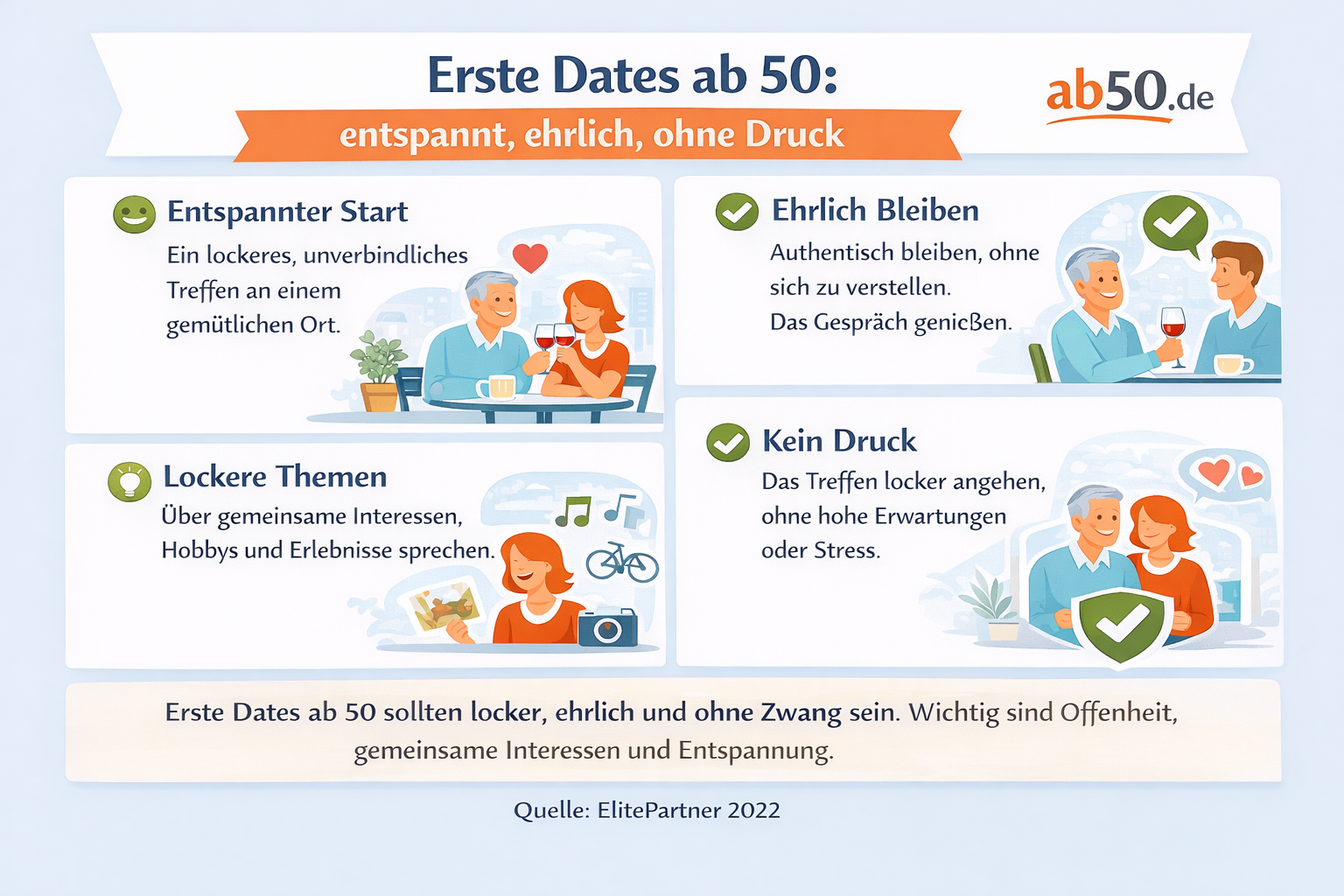 Erste Dates ab 50: entspannt, ehrlich, ohne Druck